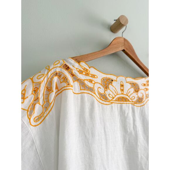 J.Crew | NWOT Cutwork tunic top in linen in White | Sz M - Picture 5 of 12
